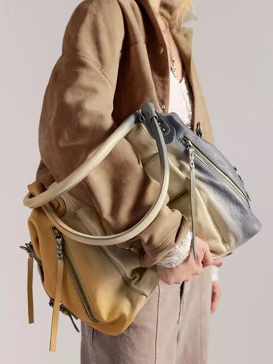 Free People We The Free Ombre Emerson Tote Bag Italian Straw Ombre NEW! Sold Out - Picture 2 of 5